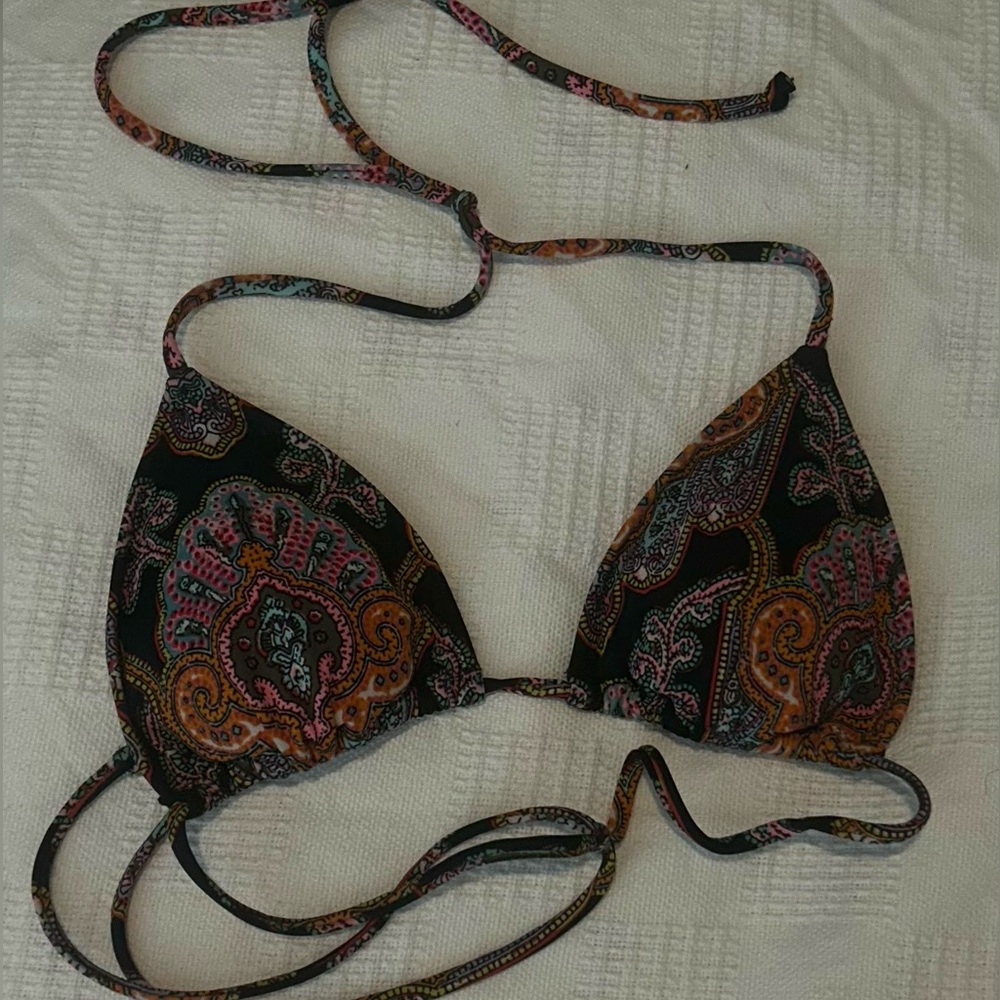 Black Paisley Triangle Bikini Top